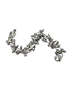 Vintage Pelican Ocean Bird Slide Charm Bracelet Silver Tone NOS